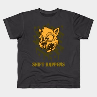 Shift Happens Funny Toon Wolf Design Kids T-Shirt